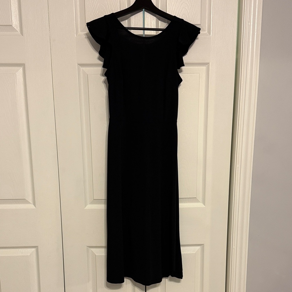 GAP Black Midi Dress with Ruffle Sleeves